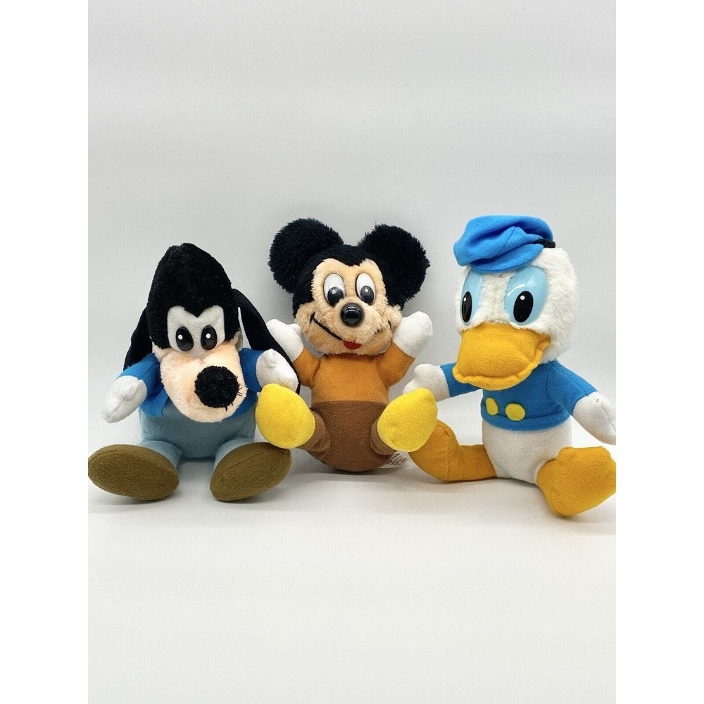 Vtg Walt Disney Mickeys Christmas Carol Plush Hardee's Mickey,Goofy & Donald
